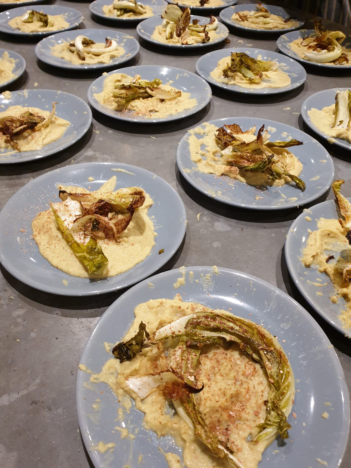 Multiple plates being prepared for service
